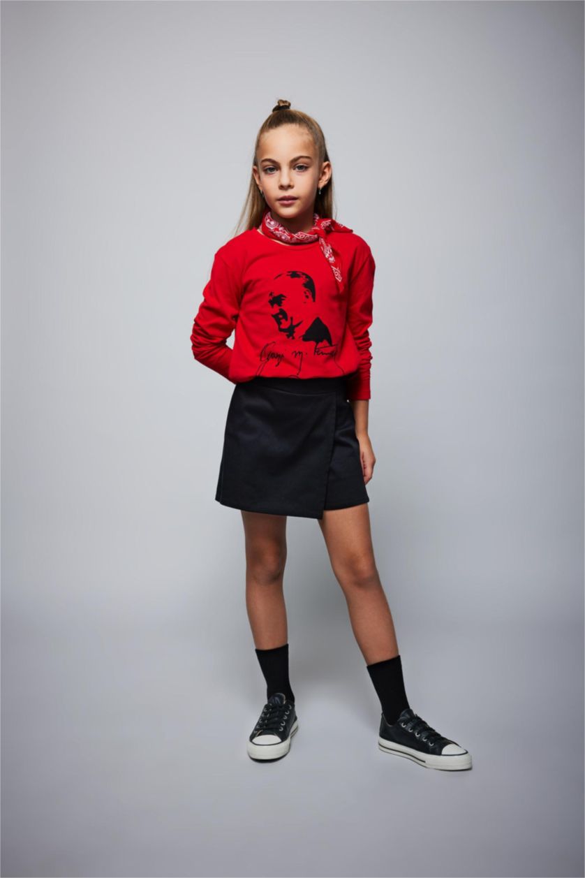 Kız Çocuk - Genç Kız Siyah Kız Çocuk Siyah Esnek Belli Şort Etek