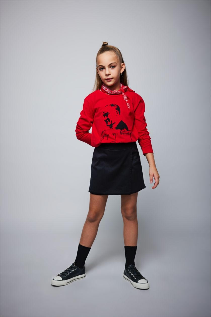 Kız Çocuk - Genç Kız Siyah Kız Çocuk Siyah Esnek Belli Şort Etek