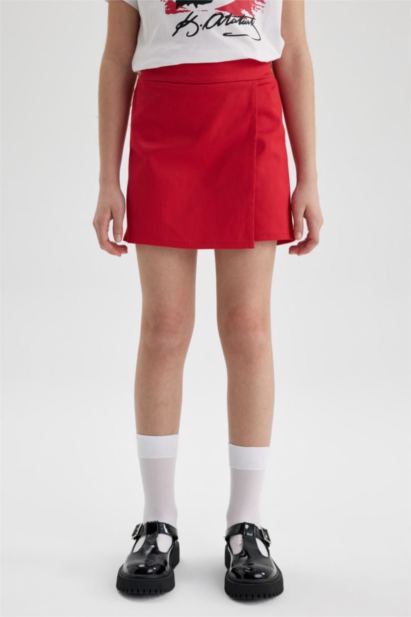 GIRLS & TEENS Red Girl Child Red Shorts Skirt Socks 2-Pack Set