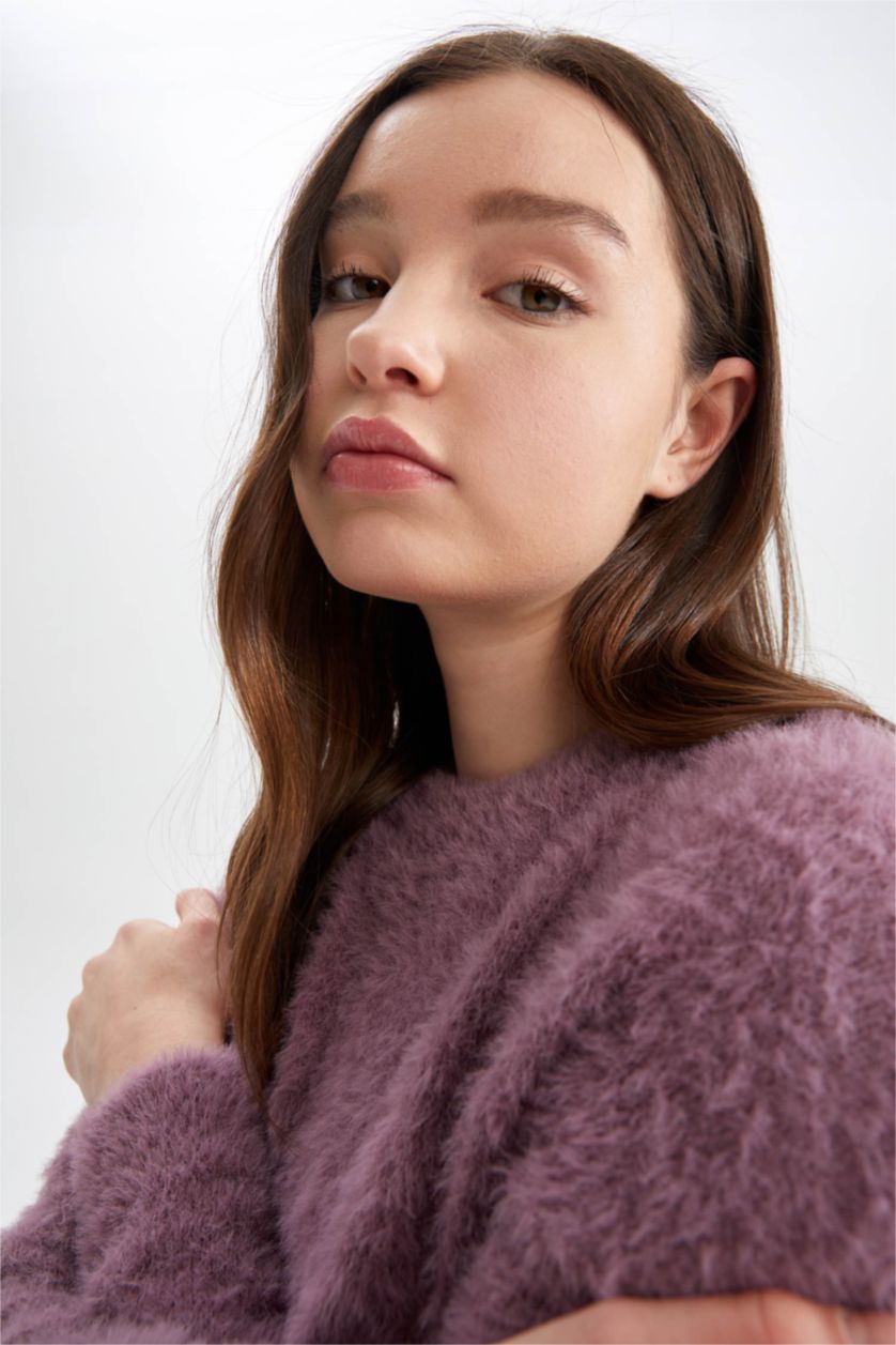 Женщины Розовый Свитер плюшевый свободного кроя