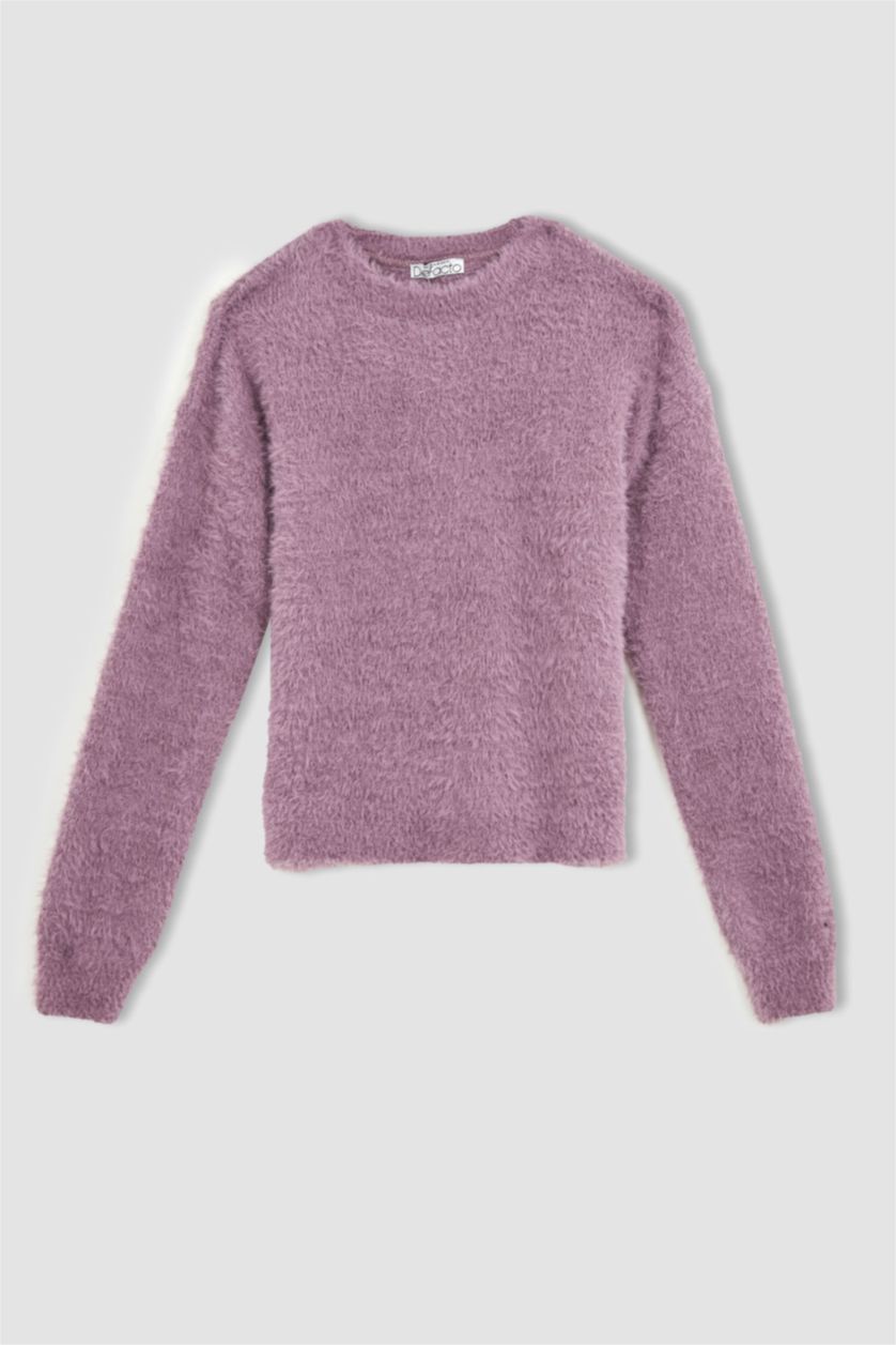 Женщины Розовый Свитер плюшевый свободного кроя