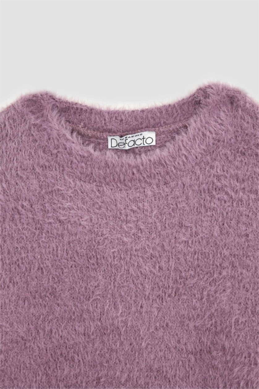 Женщины Розовый Свитер плюшевый свободного кроя