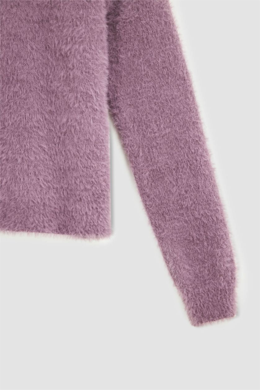 Женщины Розовый Свитер плюшевый свободного кроя