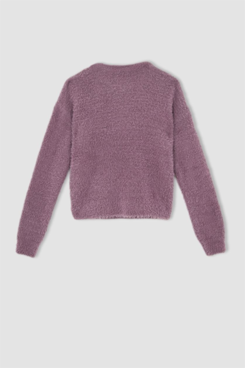 Женщины Розовый Свитер плюшевый свободного кроя