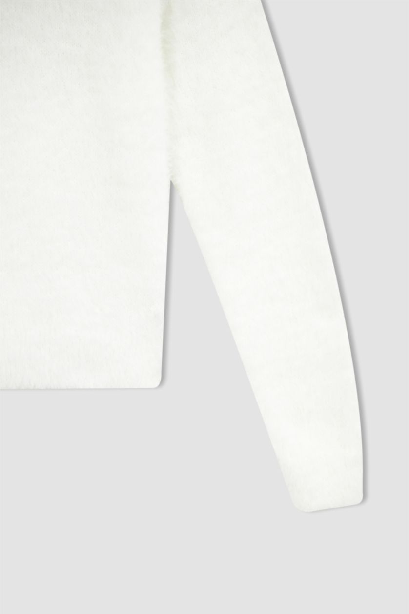 Kadın Ekru Regular Fıt Kazak