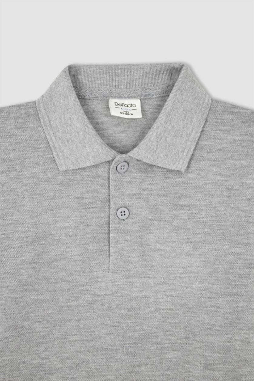 GARÇONS Gris Polo à manches longues Piquer Col Polo Garçon