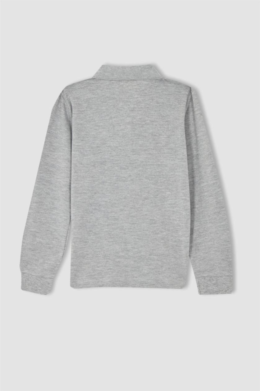 GARÇONS Gris Polo à manches longues Piquer Col Polo Garçon