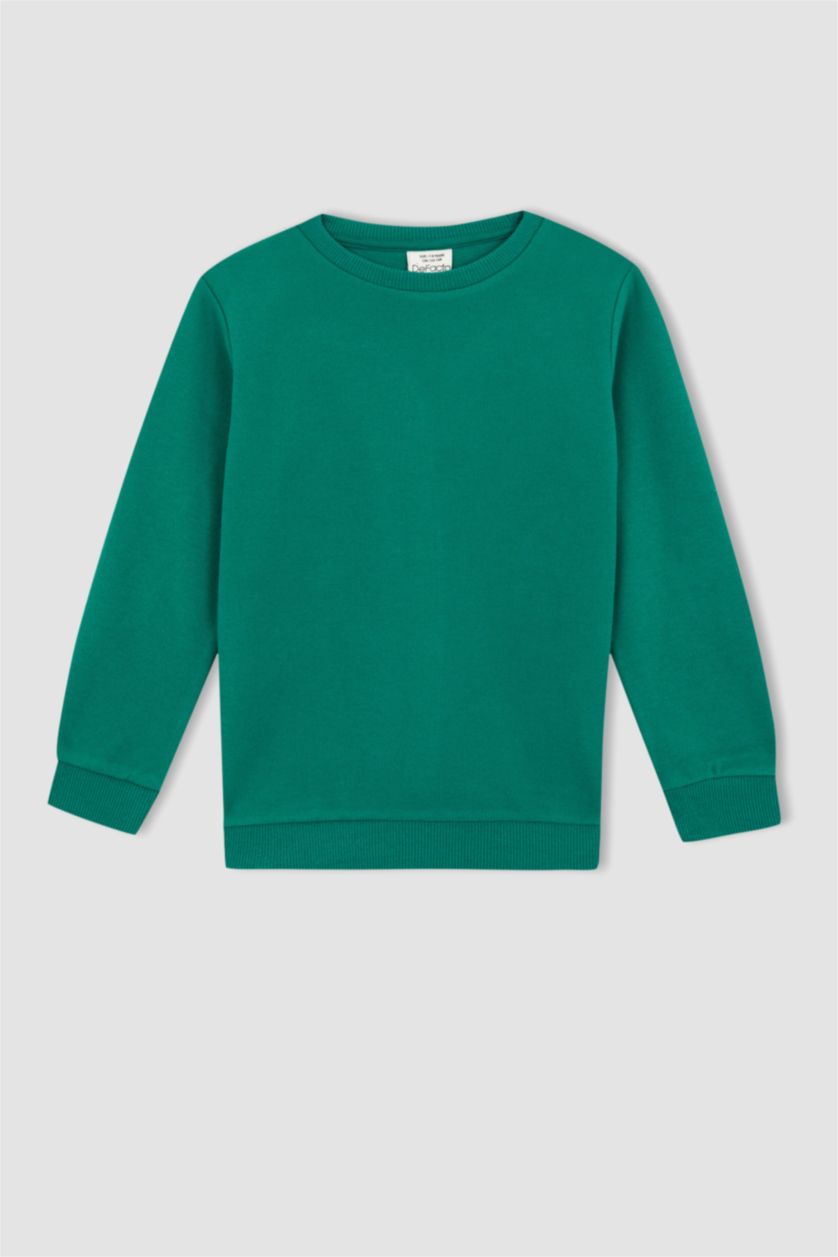 BOYS & TEENS Green Regular Fit Crew Neck Sweatshirt