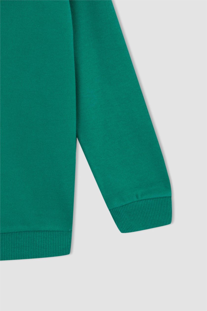 BOYS & TEENS Green Regular Fit Crew Neck Sweatshirt