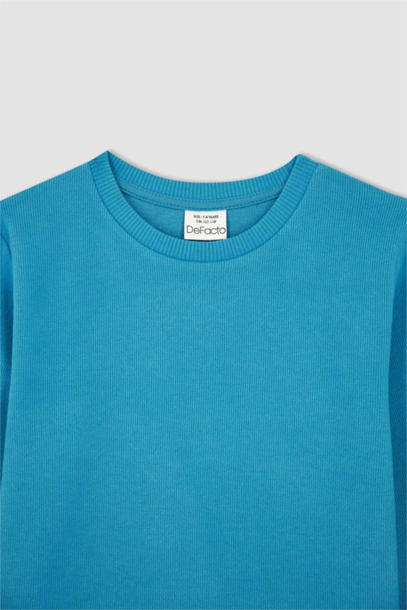 Erkek Çocuk - Genç Erkek Turkuaz Erkek Çocuk Okula Dönüş Bisiklet Yaka Sweatshirt