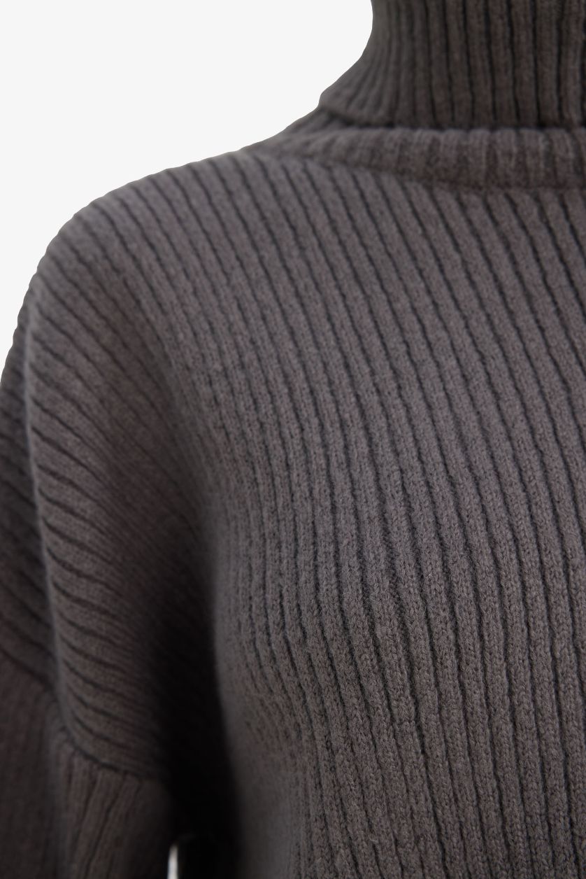 FEMME Anthracite Pull en maille Oversize à col roulé