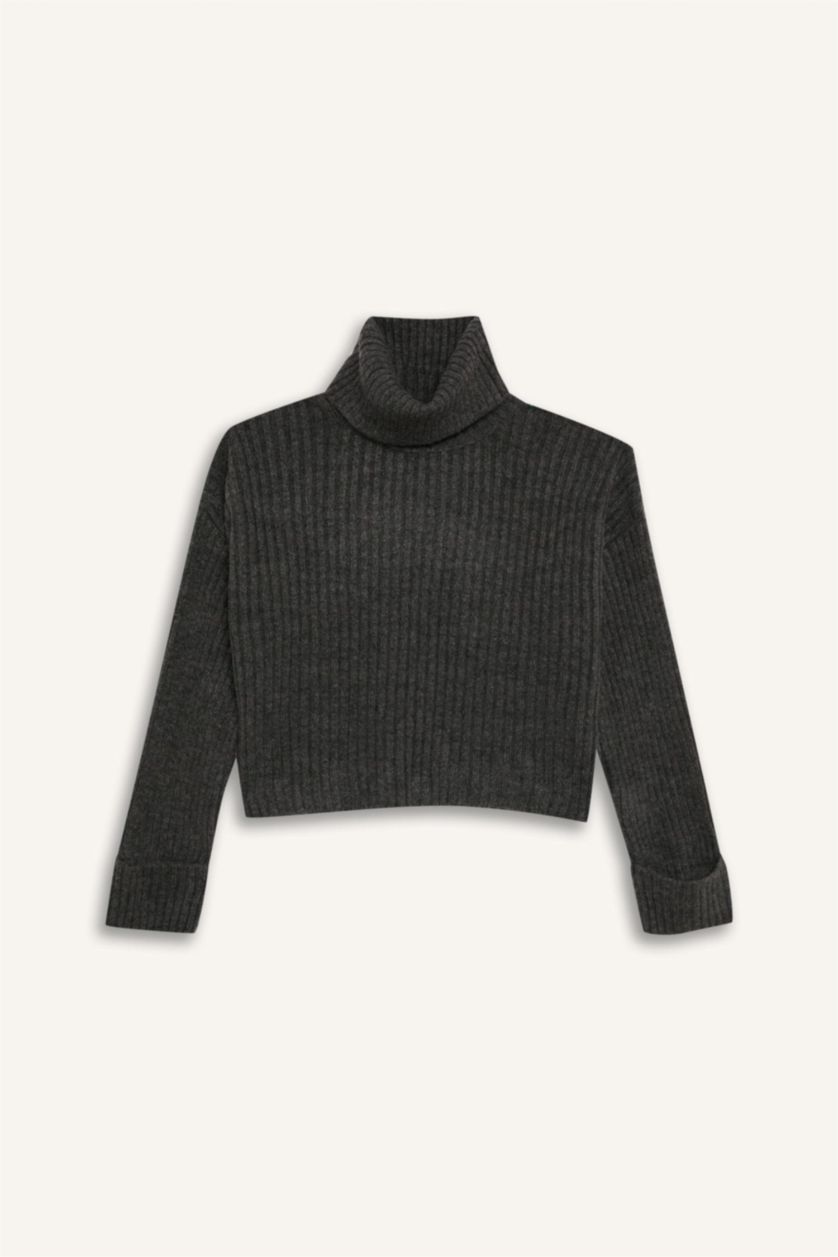 FEMME Anthracite Pull en maille Oversize à col roulé