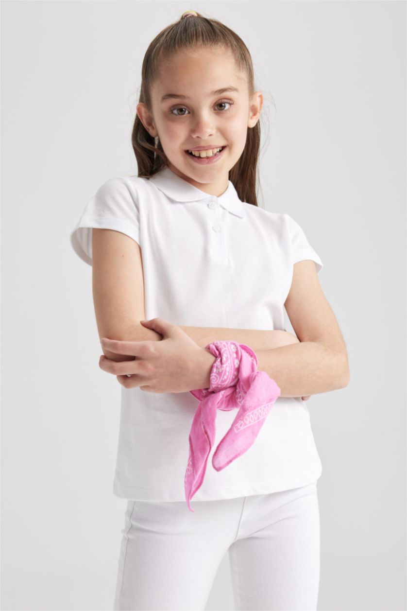 GIRLS & TEENS White Girl Regular Fit Polo Neck Pique 2-piece Long Sleeved Polo T-Shirt