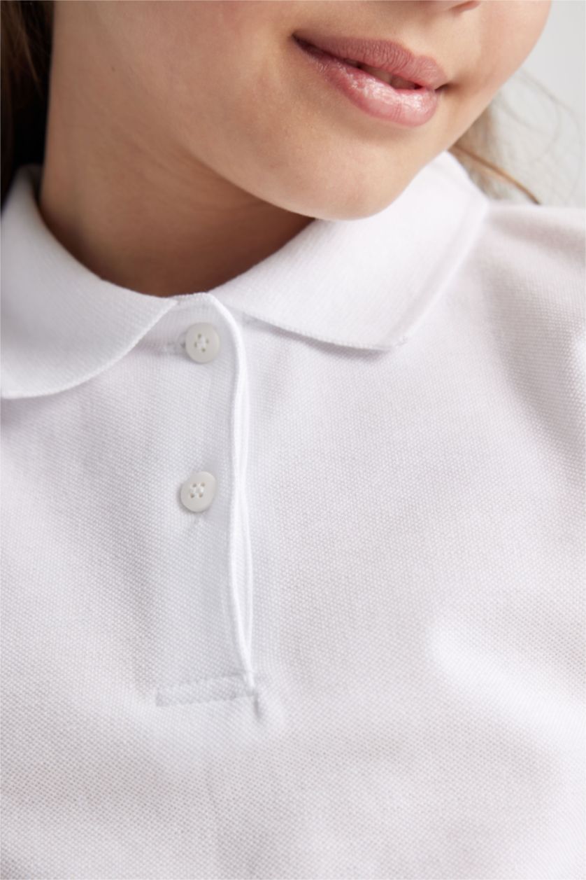 GIRLS & TEENS White Girl Regular Fit Polo Neck Pique 2-piece Long Sleeved Polo T-Shirt