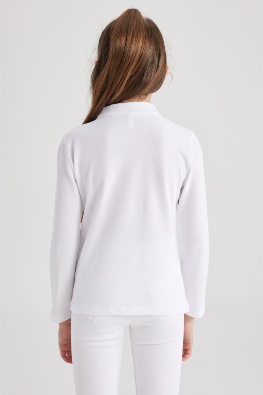 GIRLS & TEENS White Girl Regular Fit Polo Neck Pique 2-piece Long Sleeved Polo T-Shirt