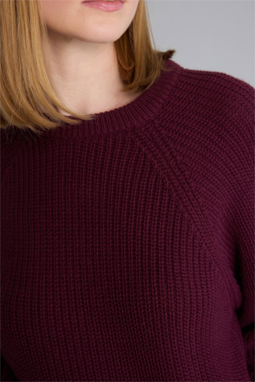 Kadın Bordo Regular Fit Kazak