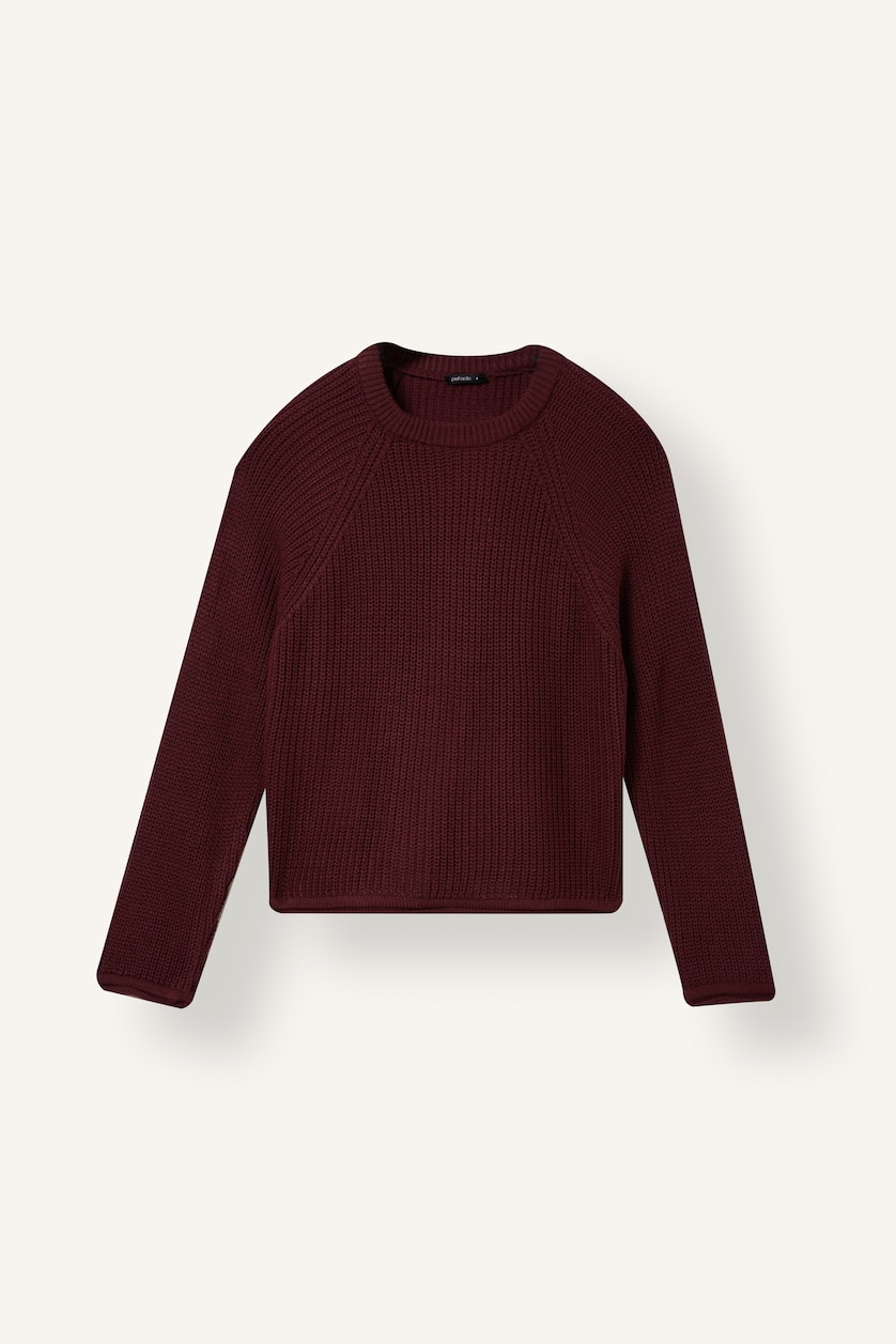 نساء خمري Regular Fit Basic Crew Neck Long Sleeve Knit Pullover