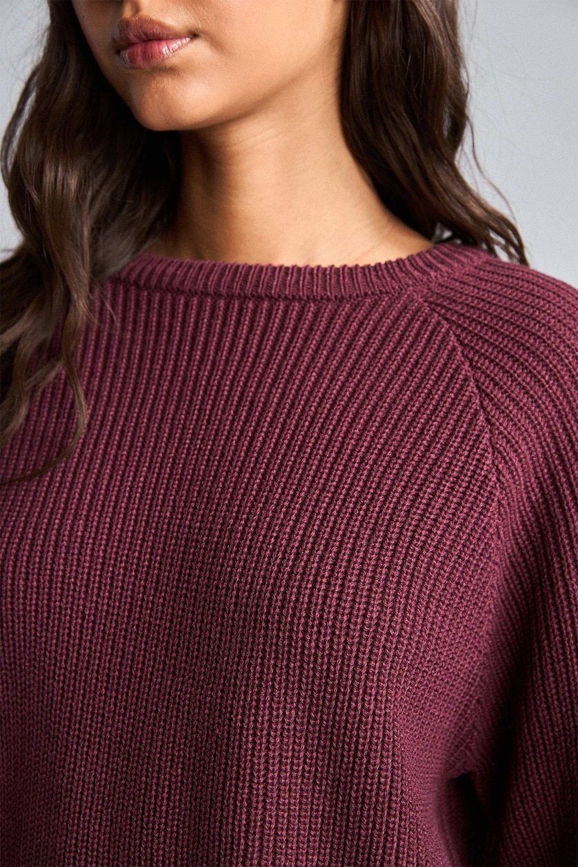 WOMAN Bordeaux Regular Fit Crew Neck Basic Plain Knit Pullover