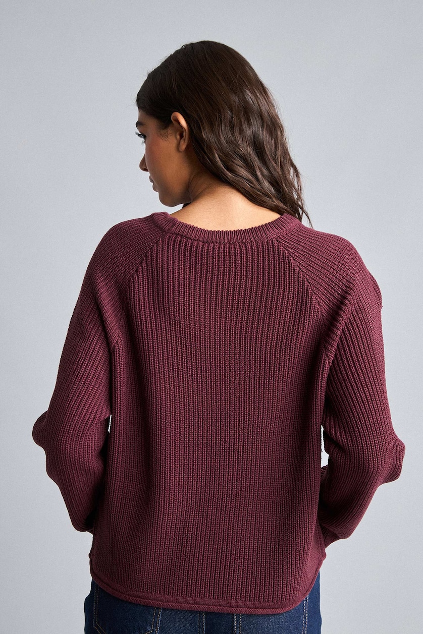 WOMAN Bordeaux Regular Fit Crew Neck Basic Plain Knit Pullover