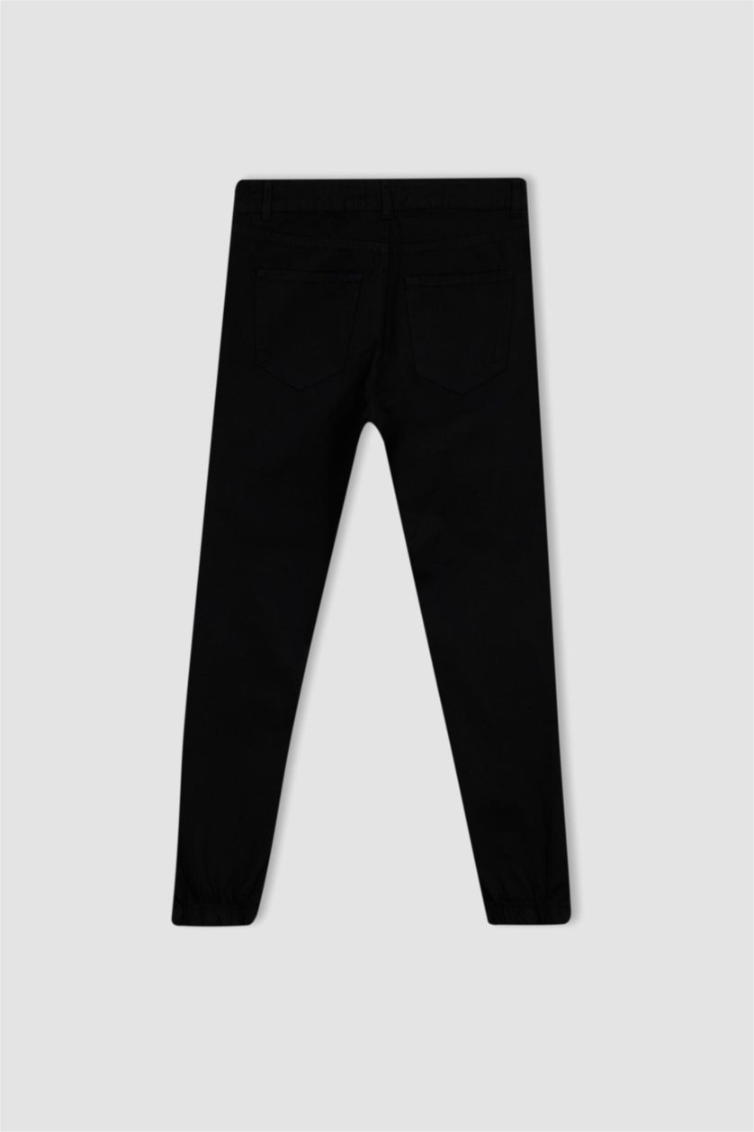 WOMAN Black Jogger Standard Fit Gabardine Trousers