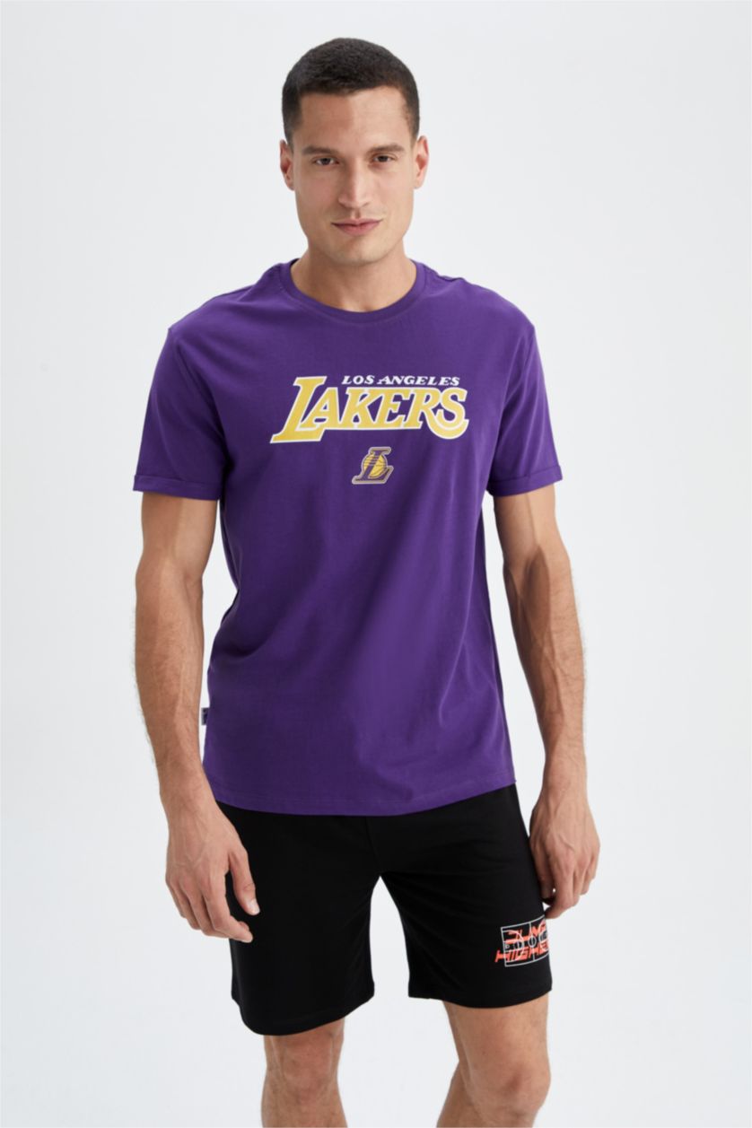 Erkek Koyu Mor Regular Fit Kısa Kollu Tişört