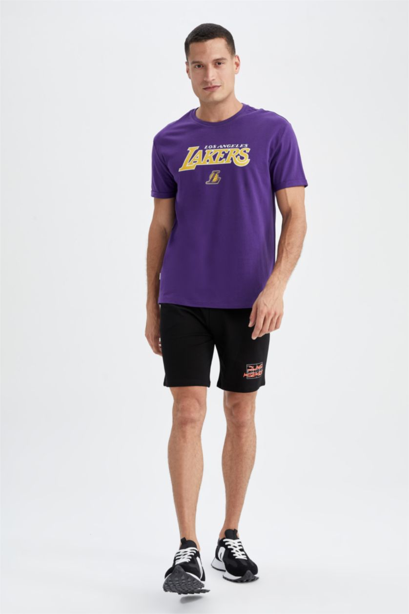 Erkek Koyu Mor Regular Fit Kısa Kollu Tişört