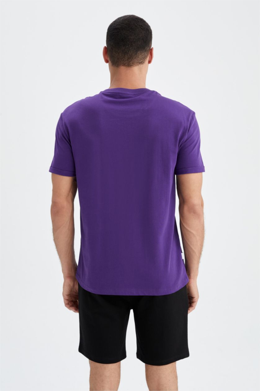 Erkek Koyu Mor Regular Fit Kısa Kollu Tişört