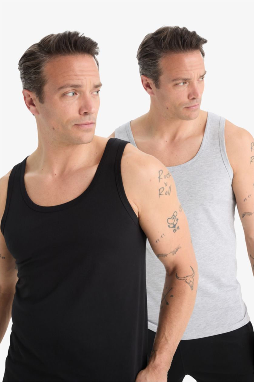 Erkek Siyah Slım Fıt 2'li Atlet