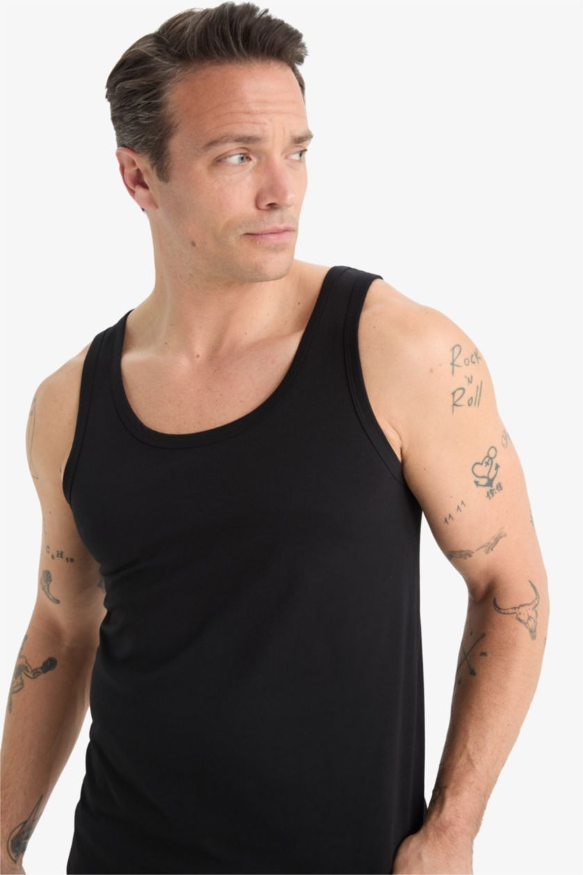 Erkek Siyah Slım Fıt 2'li Atlet