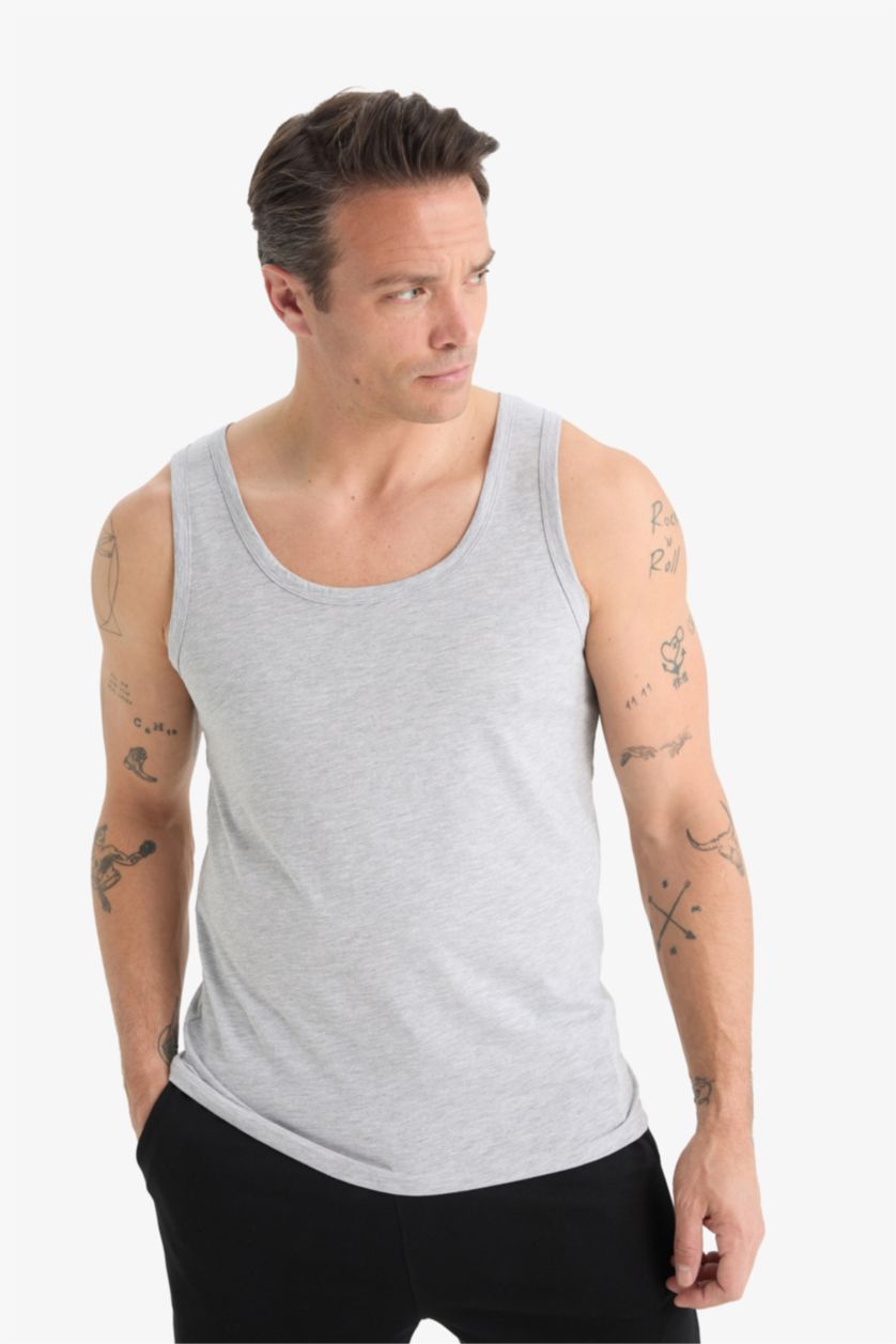 Erkek Siyah Slım Fıt 2'li Atlet