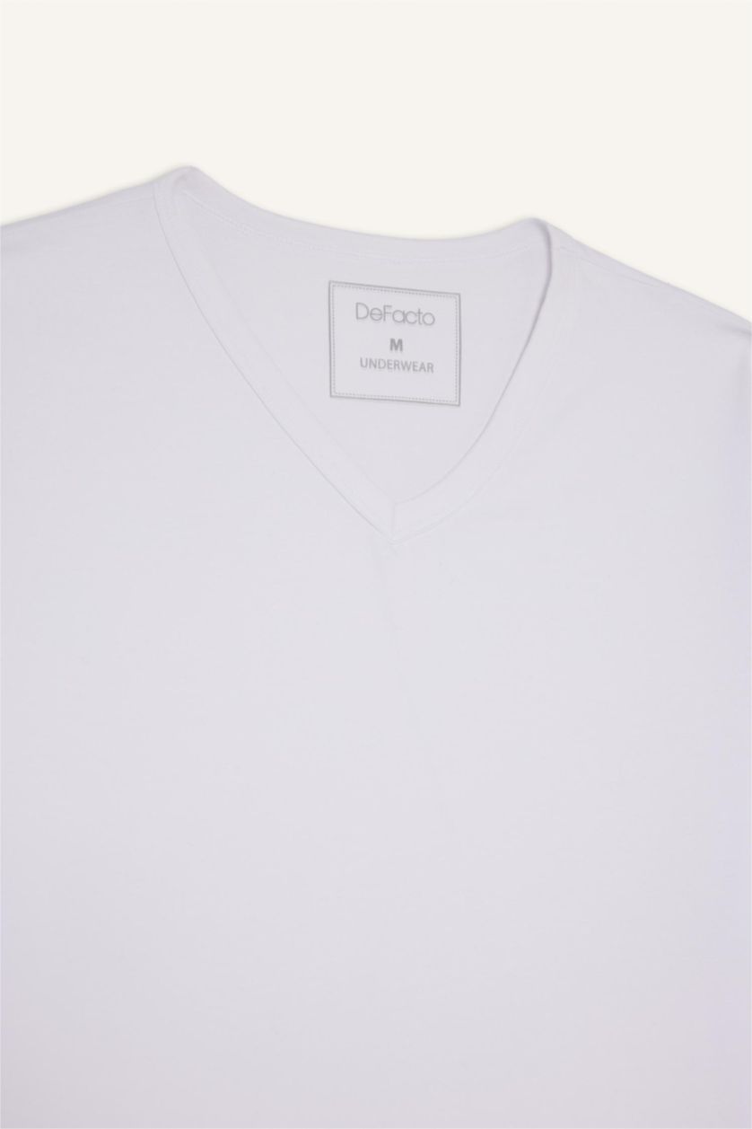 رجالي أبيض بلوزة سليم فيت بياقة V