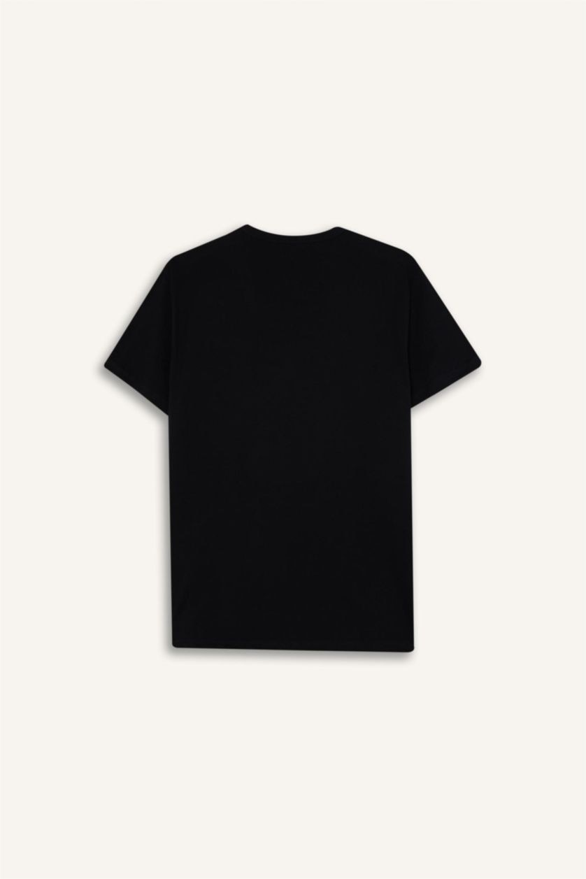 Erkek Siyah Slım Fıt V Yaka Üst