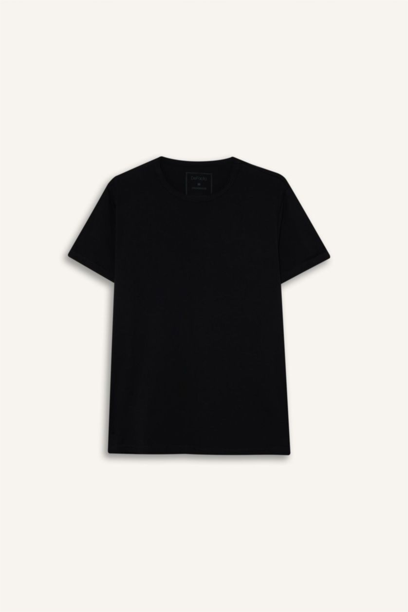 رجال أسود بلوزة سليم فيت بياقة مستديرة