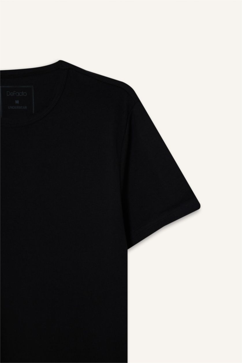 رجال أسود بلوزة سليم فيت بياقة مستديرة