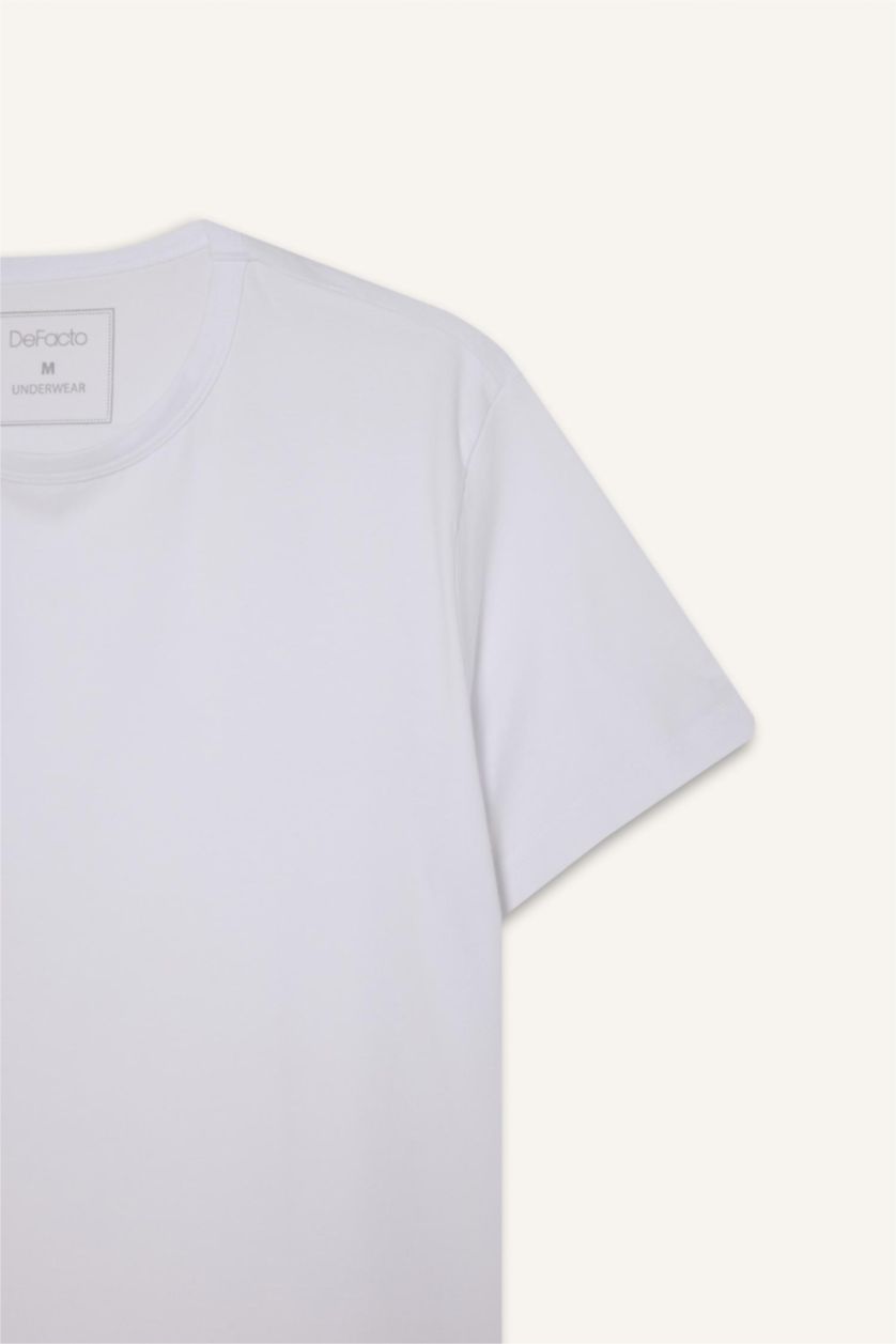 رجال أبيض بلوزة سليم فيت بياقة مستديرة