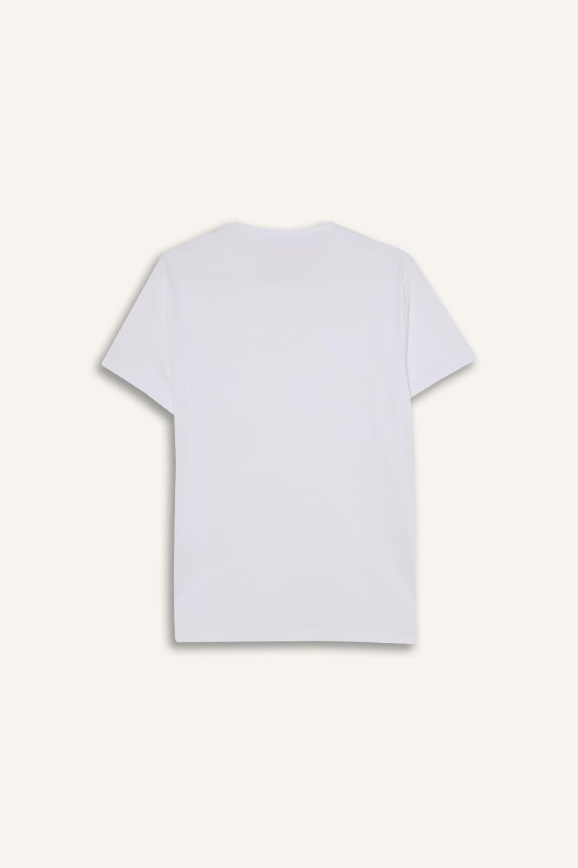 رجال أبيض بلوزة سليم فيت بياقة مستديرة