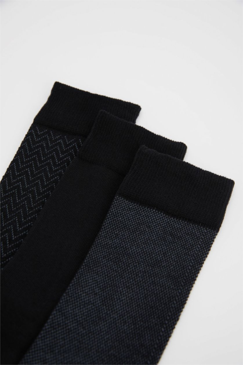 رجال أسود 3 piece Cotton Long sock