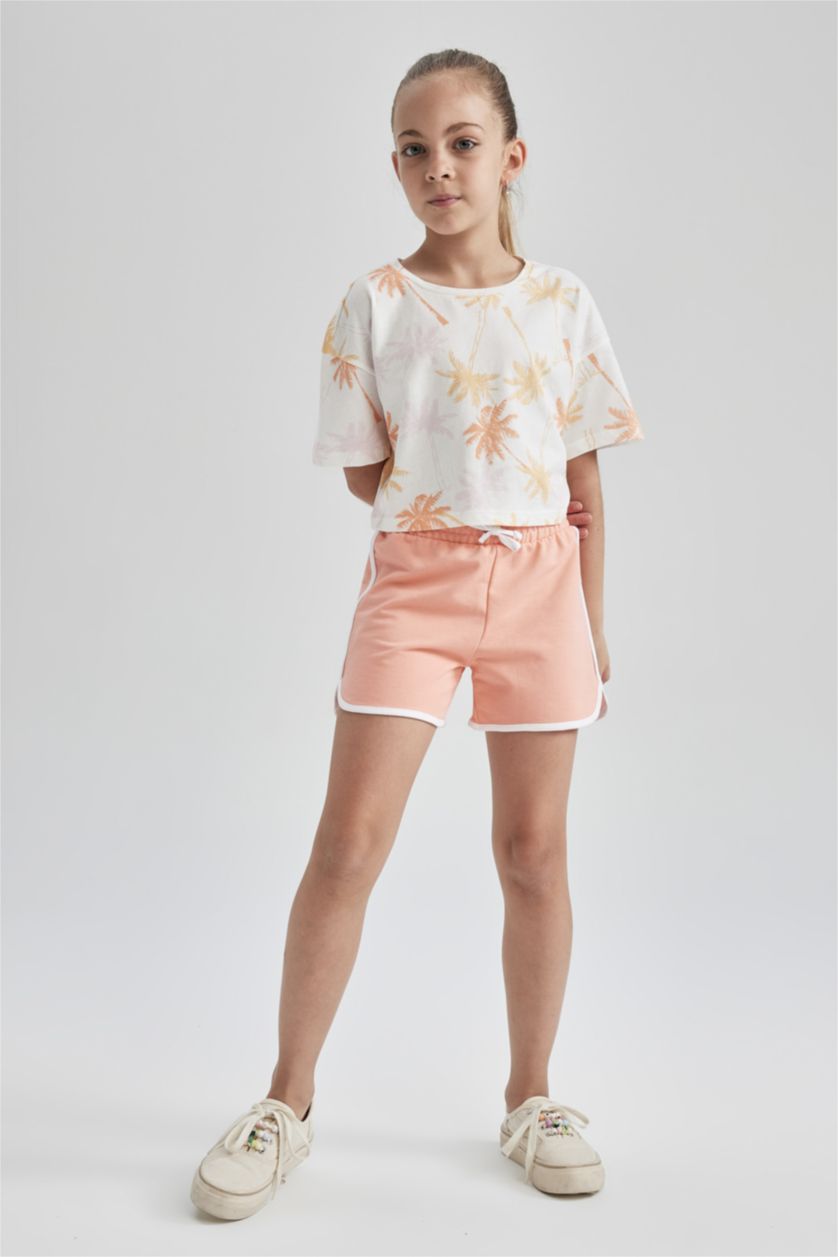 بنات سيموني شورت بناتي بخصر مطاطي برباط