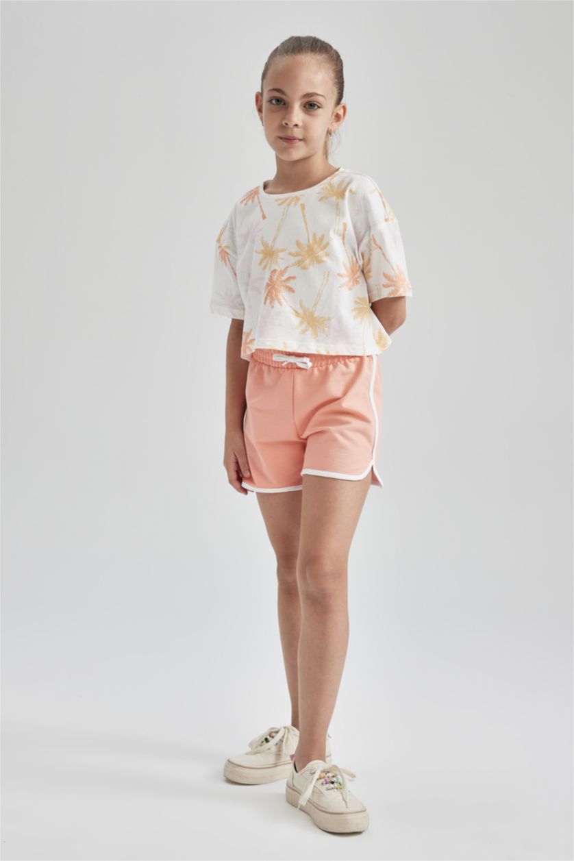 بنات سيموني شورت بناتي بخصر مطاطي برباط