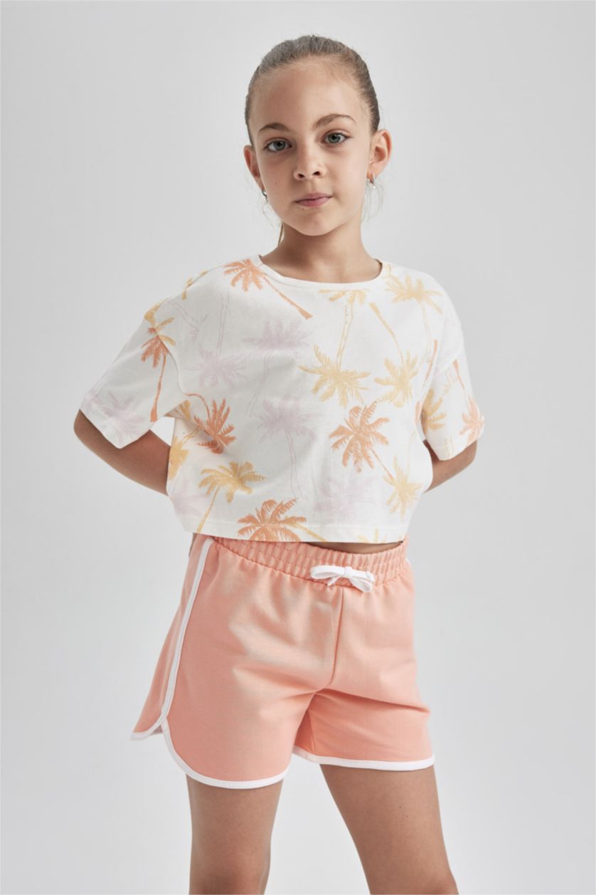 بنات سيموني شورت بناتي بخصر مطاطي برباط