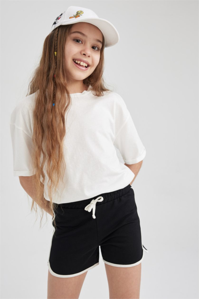 GIRLS & TEENS Black Girl Sweatshirt Fabric Shorts