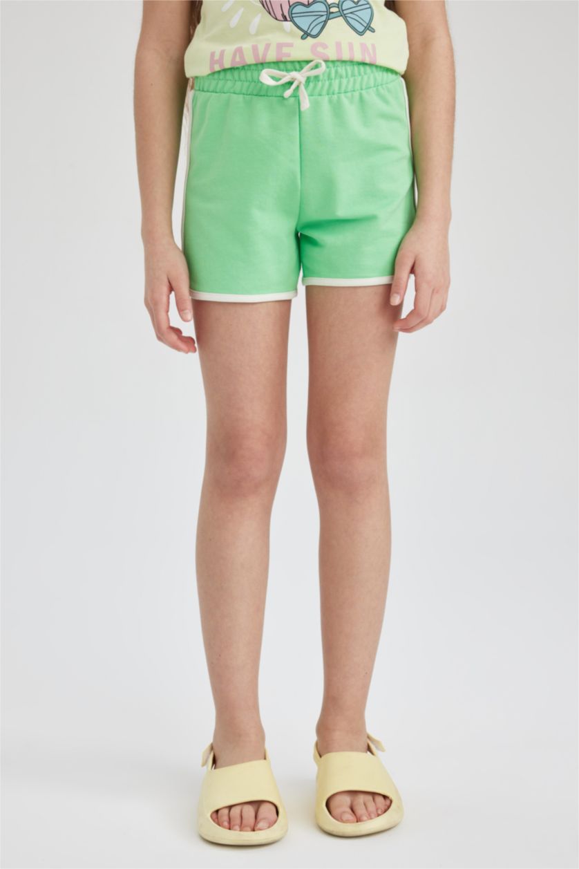 Girls & Teens Green Girl Sweatshirt Fabric Shorts