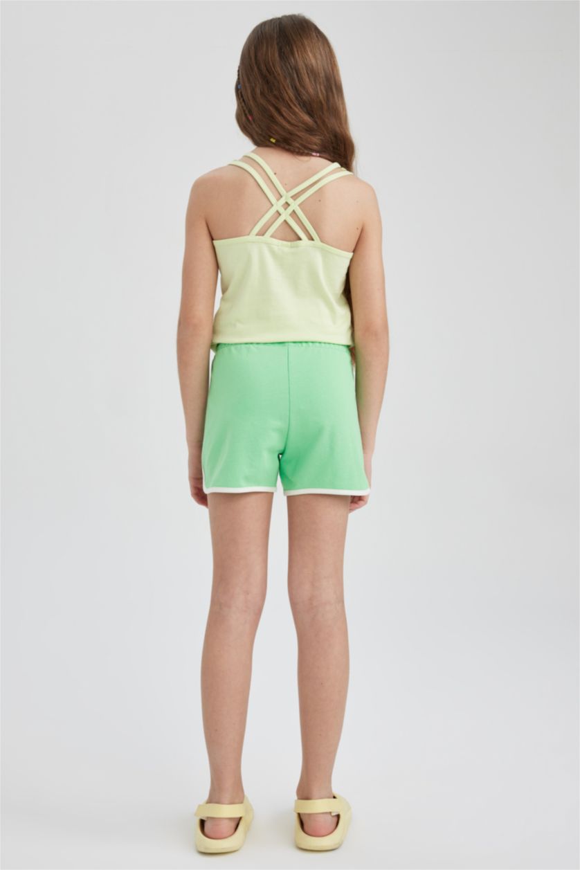 Girls & Teens Green Girl Sweatshirt Fabric Shorts