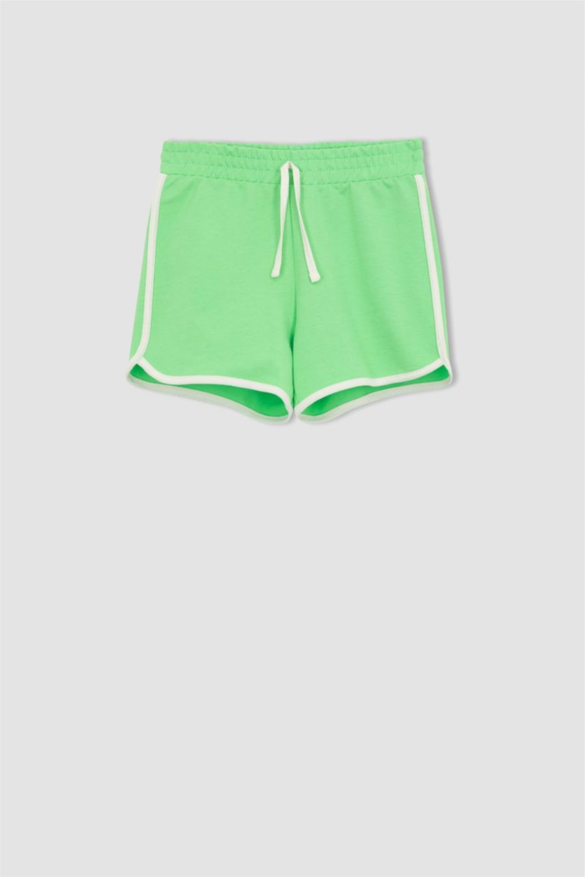 Girls & Teens Green Girl Sweatshirt Fabric Shorts