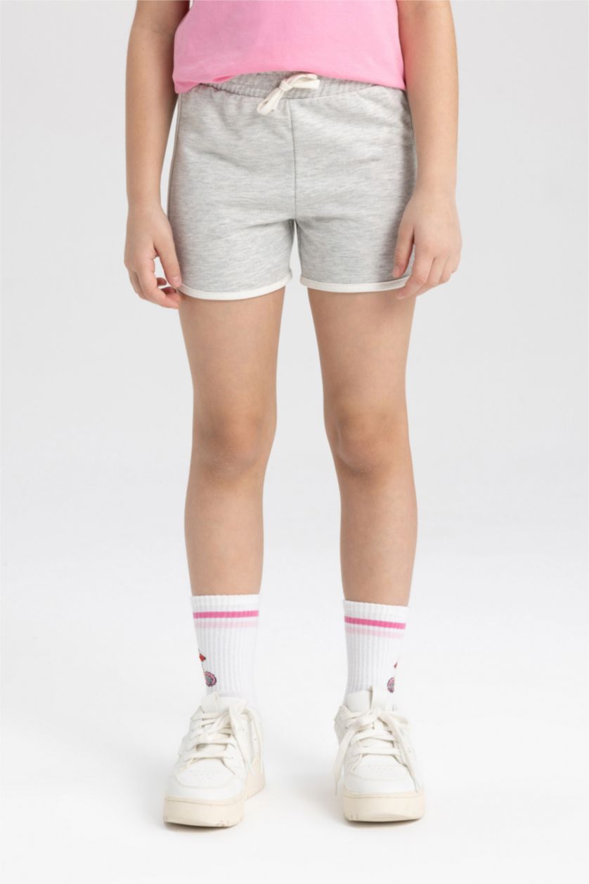 GIRLS & TEENS Light Grey Melange Girl Sweatshirt Fabric Shorts