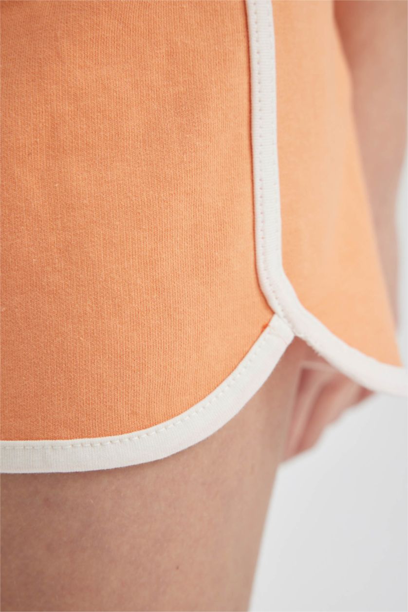 بنات برتقالي شورت بناتي قماش رقيق