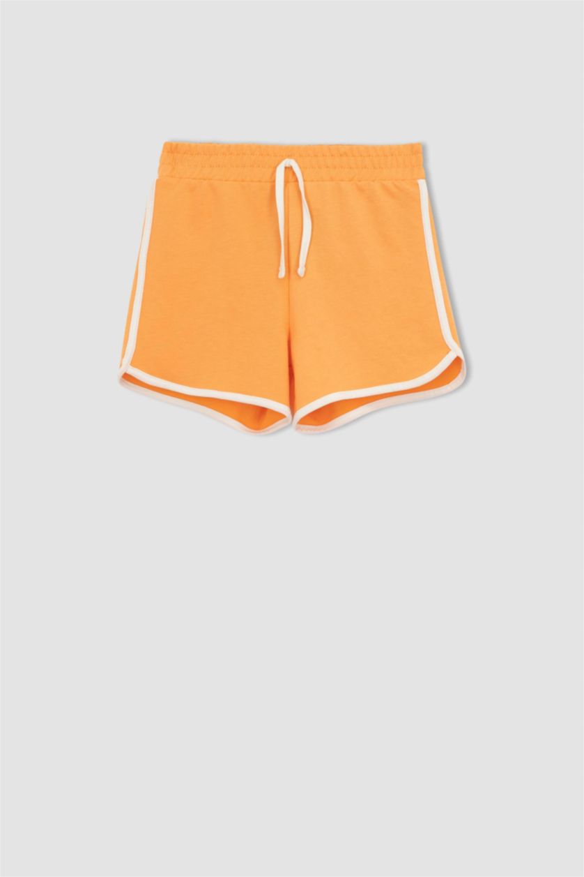 بنات برتقالي شورت بناتي قماش رقيق