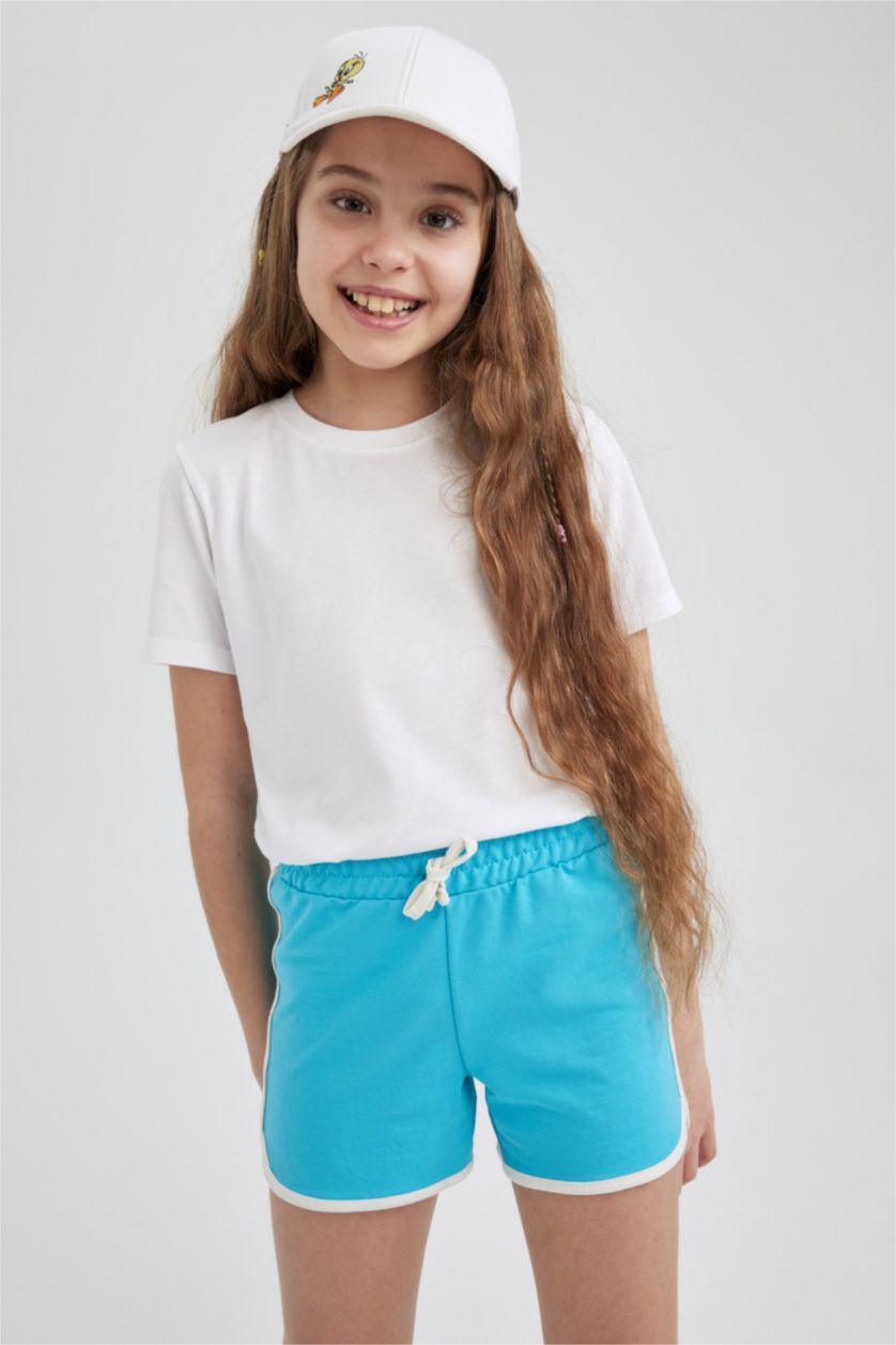 FILLES Turquoise Short En Coton Peigné Pour Fille