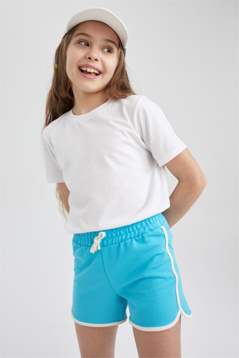 FILLES Turquoise Short En Coton Peigné Pour Fille