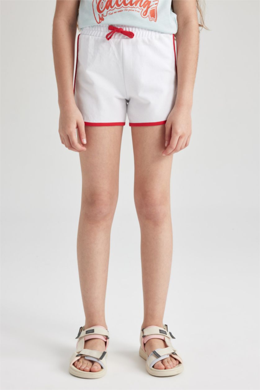 بنات أبيض شورت بناتي قماش رقيق